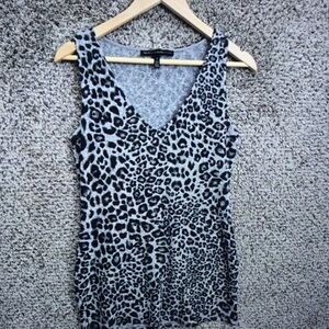 Animal Print V-Neck Sleeveless Women’s Top - Gray/Black